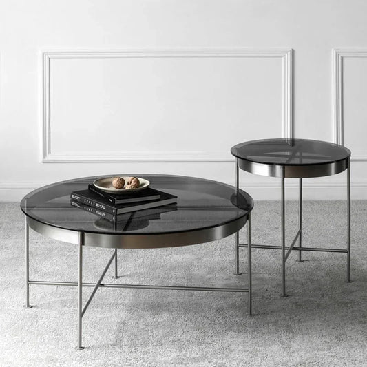 MMOOKA Nordic Black Glass Large Coffee Tables Minimalist Design Living Room Center Coffee Tables Transparent Storage Muebles Furniture