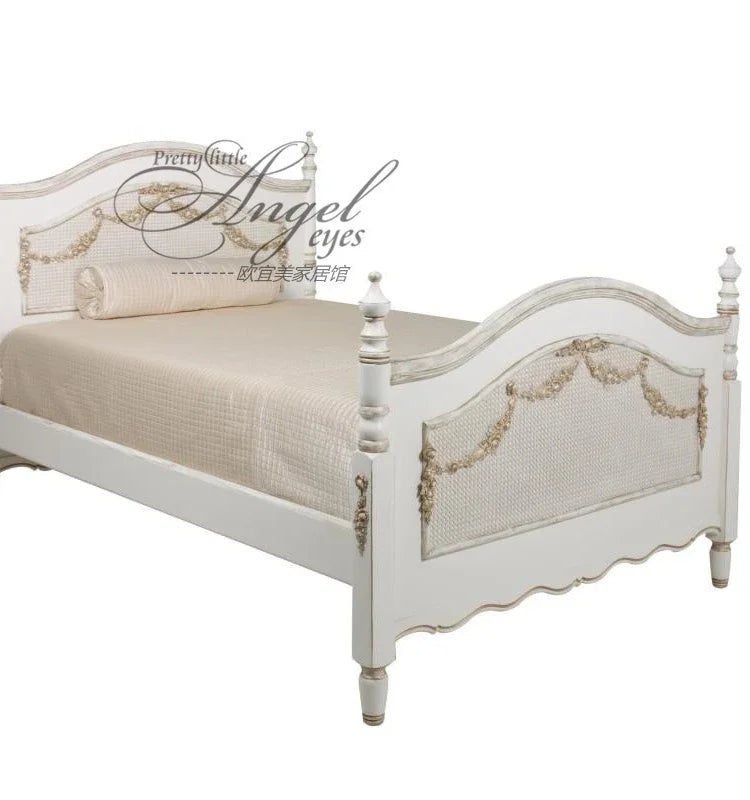 MMOOKA American Style French Style Retro Distressed Carved Multi-Functional Boys and Girls Stretchable Storage Sofa Bed