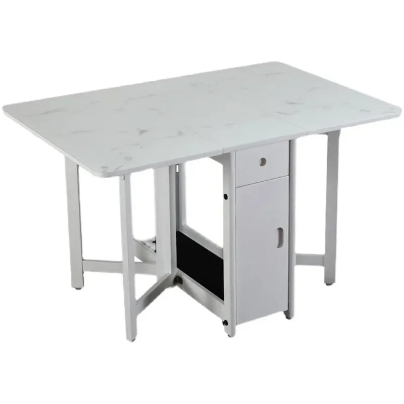 MMOOKA Fashion White Color Folding Dining Table Furniture  Multifunctional Rectangle Foldable Dining Table Folding Chairs