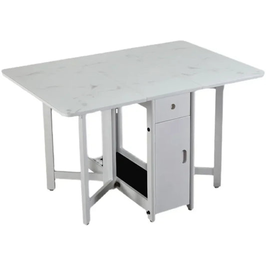 MMOOKA Fashion White Color Folding Dining Table Furniture  Multifunctional Rectangle Foldable Dining Table Folding Chairs