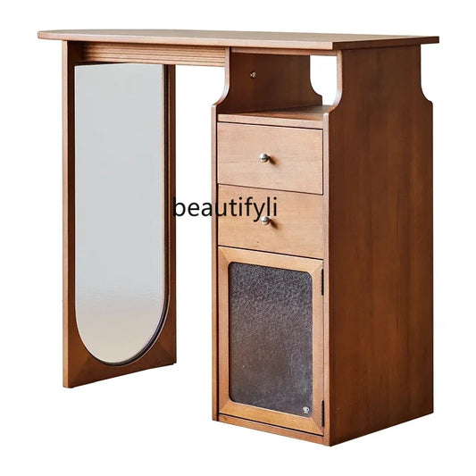 MMOOKA Retro Solid Wood Bar Cabinet Simple Living Room Partition Bar Table Balcony Kitchen Island Sideboard Cabinet Chest of Drawers