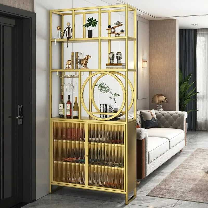 Screen partition simple modern luxury living room Changhong glass shelf wine cabinet shoe cabinet