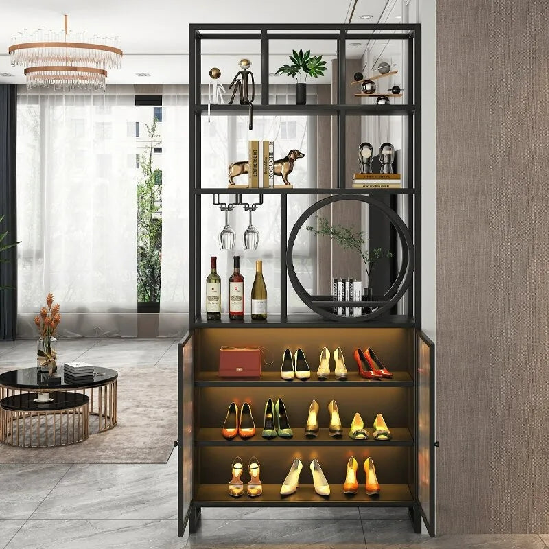 Screen partition simple modern luxury living room Changhong glass shelf wine cabinet shoe cabinet