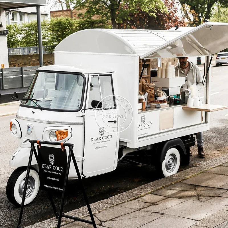 ANTNX 2024 Ape Tuk Tuk Food Tricycle Cart For Sale Electric 3 Wheels Coffee Bar Food Truck ANTNX.COM