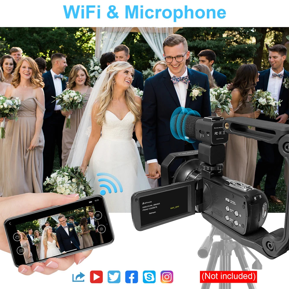 MMOOKA 2025 Video Camera YouTube for Tiktok Vlogging IR Night Vision UHD 4K Webcam 56MP 18X Digital Tiktok Camcorder