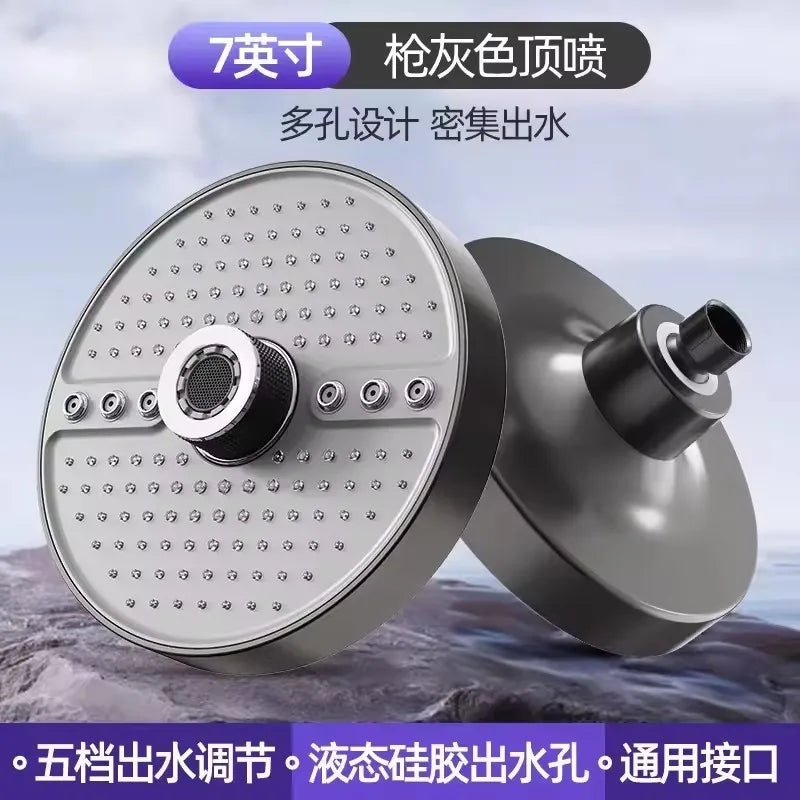 Large Flow 5 Modes Rainfall Shower Head Supercharge Ceiling Mounted Spa Showerhead High Pressure Top Spray Bathroom Accessories