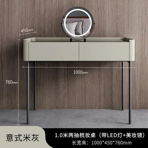 MMOOKA Italian Minimalist Dressing Table Modern Bedroom Mirror Jewelry Box Password Lock