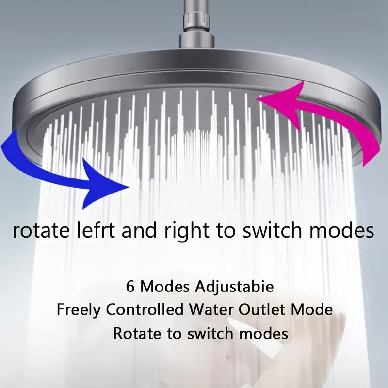 6 Modes Rainfall Shower Head Bathroom High Pressure Top Rain Shower Heads Shower Faucet Accessories With Filter