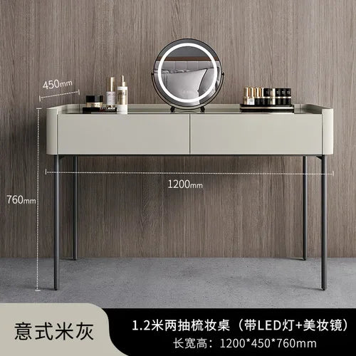 MMOOKA Italian Minimalist Dressing Table Modern Bedroom Mirror Jewelry Box Password Lock