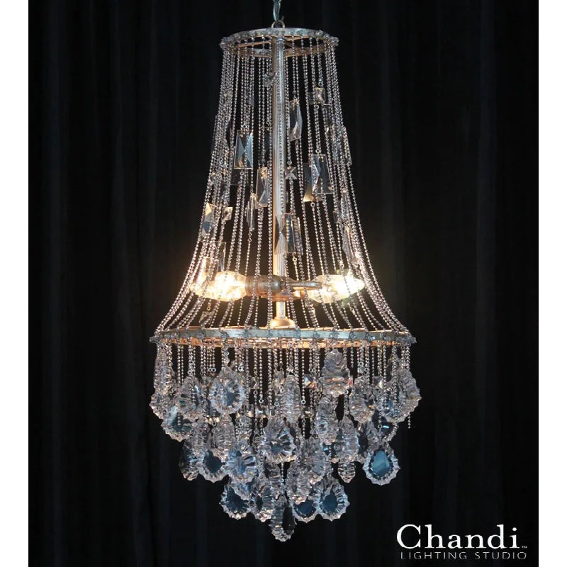 American retro crystal chandelier creative wrought iron villa atmosphere living room bedroom dining room lamps