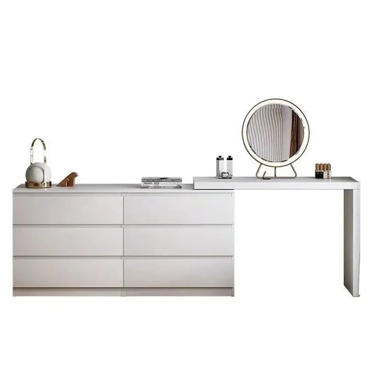MMOOKA Cosmetic Modern Table Corner Dressing Table Bedroom Modern Minimalist Desk Vanity One Light Luxury Premium Six-drawer Cabinet