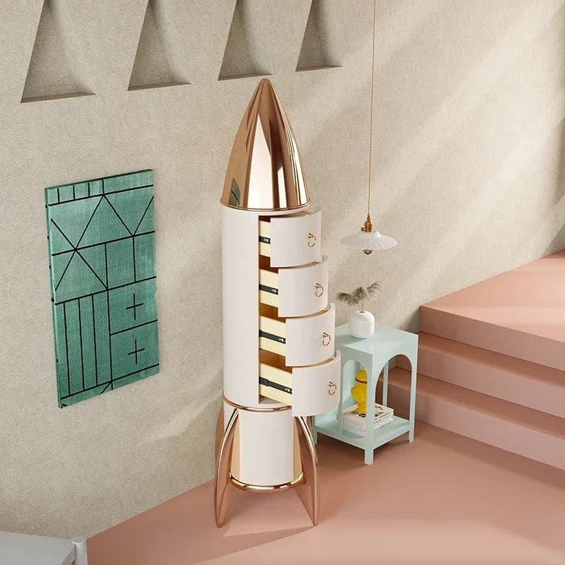 MMOOKA Affordable Luxury Style Creative Rocket Four-Bucket Cabinet Modern Simple Hallway High Chest of Drawers