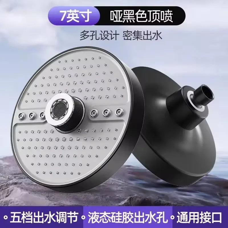 Large Flow 5 Modes Rainfall Shower Head Supercharge Ceiling Mounted Spa Showerhead High Pressure Top Spray Bathroom Accessories