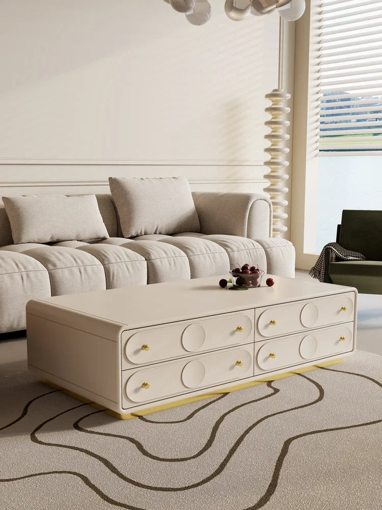 MMOOKA French Cream Style Solid Wood Living Room Combination Furniture Bedroom Modern Minimalist Floor Cabinet Chest of Drawers