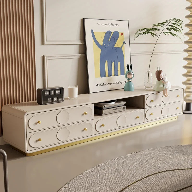 MMOOKA French Cream Style Solid Wood Living Room Combination Furniture Bedroom Modern Minimalist Floor Cabinet Chest of Drawers