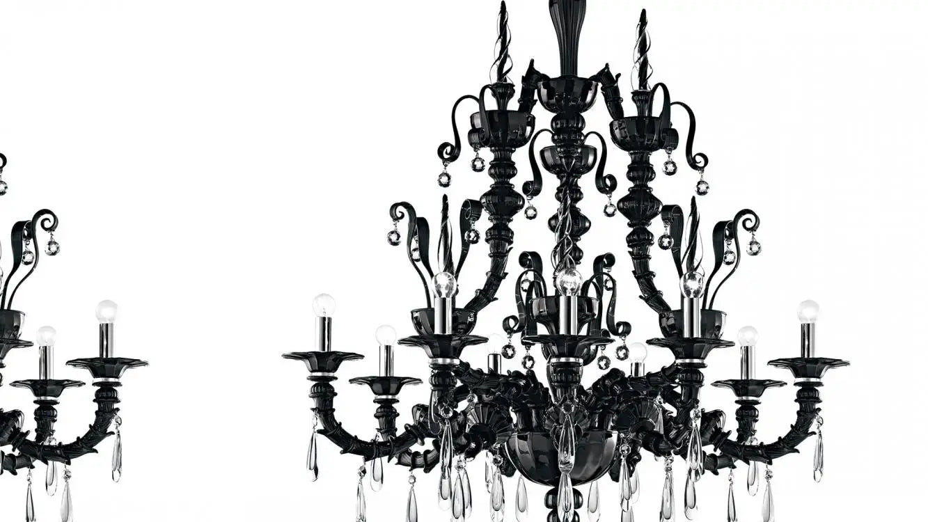 Contemporary Indoor Decoration Custom Hotel Lobby Villa Wedding Hall Led Transparent Black Crystal Chandelier Chandelier