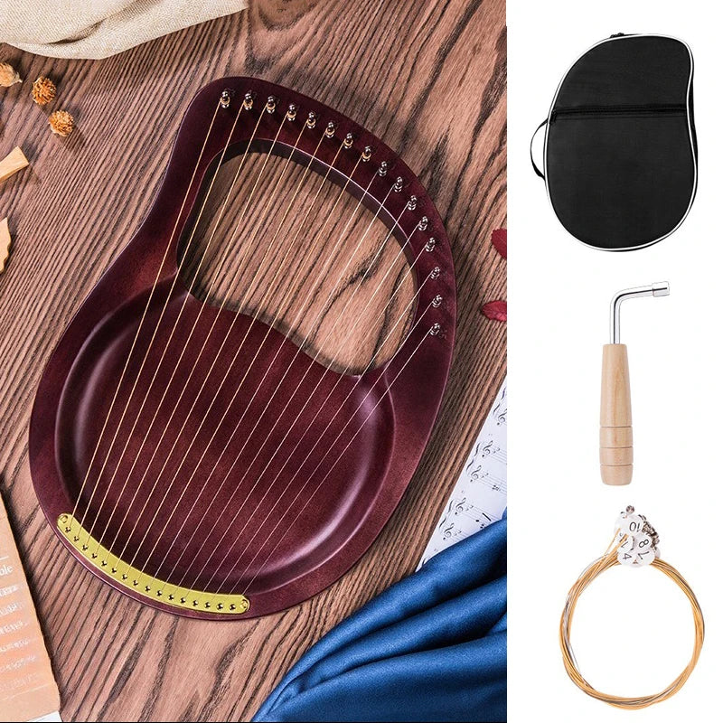 Portable Lyre Harp Professional Adult Beginners Harps Sound Therapy Mahogany Harp Traditional Small Stringed Musical Instruments