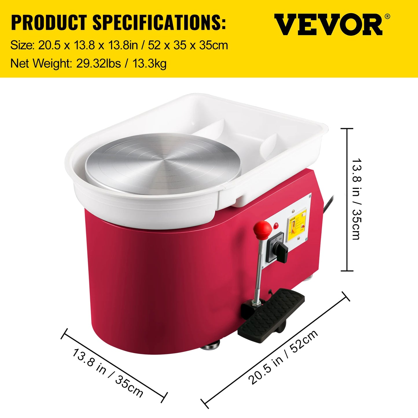MMOOKA MMOOKA VEVOR 28cm Pottery Wheel Machine 350W Foot & Manual Control Electric Art DIY Ceramic Clay Sculpting Tool w/ Turntable Tray 18PcsMMOOKA.COM