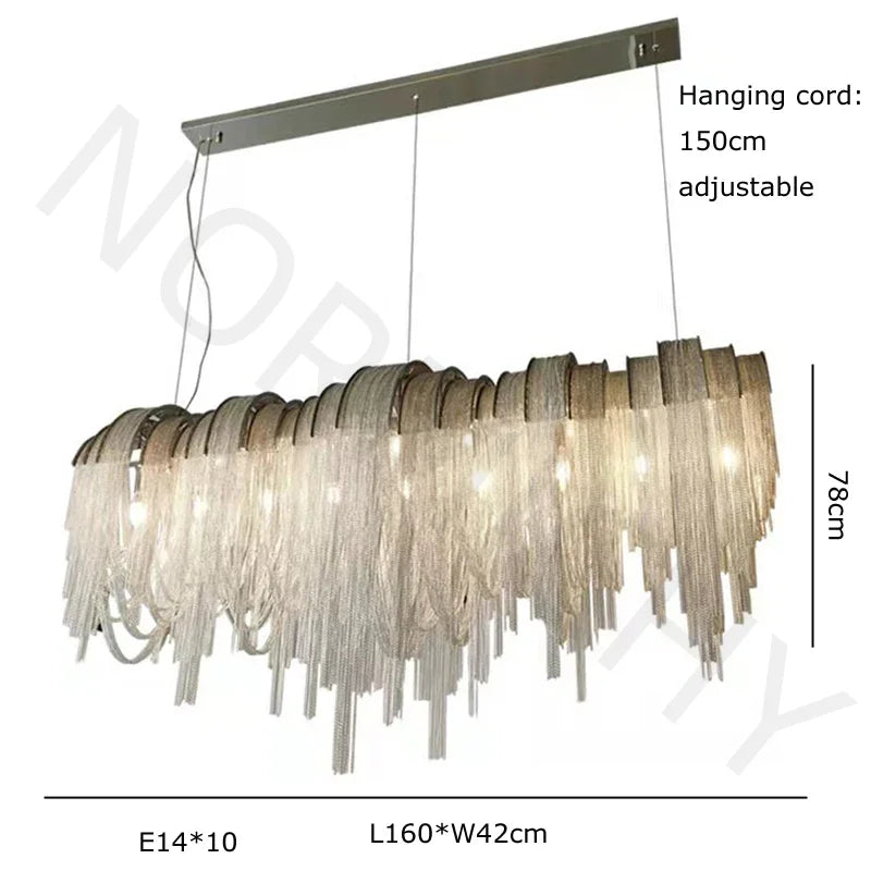 Modern Lustre Chrome Tassel Led Chandelier Lighting Living Dining Room Decor Led Chandeliers Lamp Loft Hanging Lights Luminaire