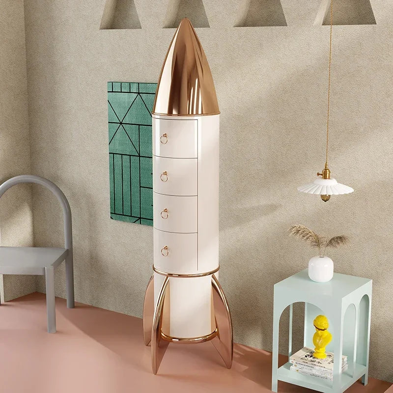 MMOOKA Affordable Luxury Style Creative Rocket Four-Bucket Cabinet Modern Simple Hallway High Chest of Drawers