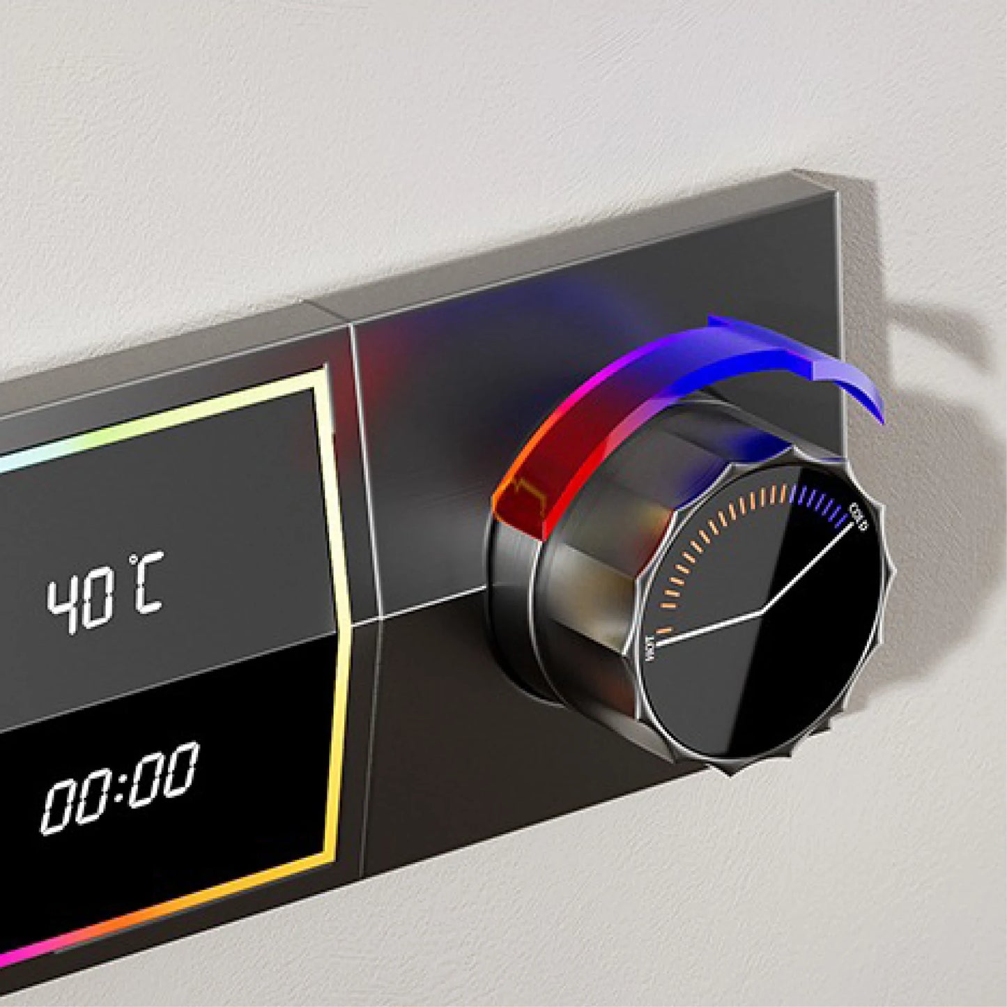 ANTNX Luxury gun gray brass shower system intelligent LED digital display design, wall mounted dual control cold & hot 4-function Tap ANTNX.COM