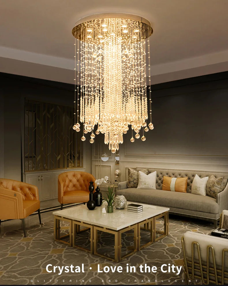 Post-modern Creative Personality Crystal Chandelier Duplex Living Room Chandelier Villa Simple Fashion Stairwell Long Chandelier
