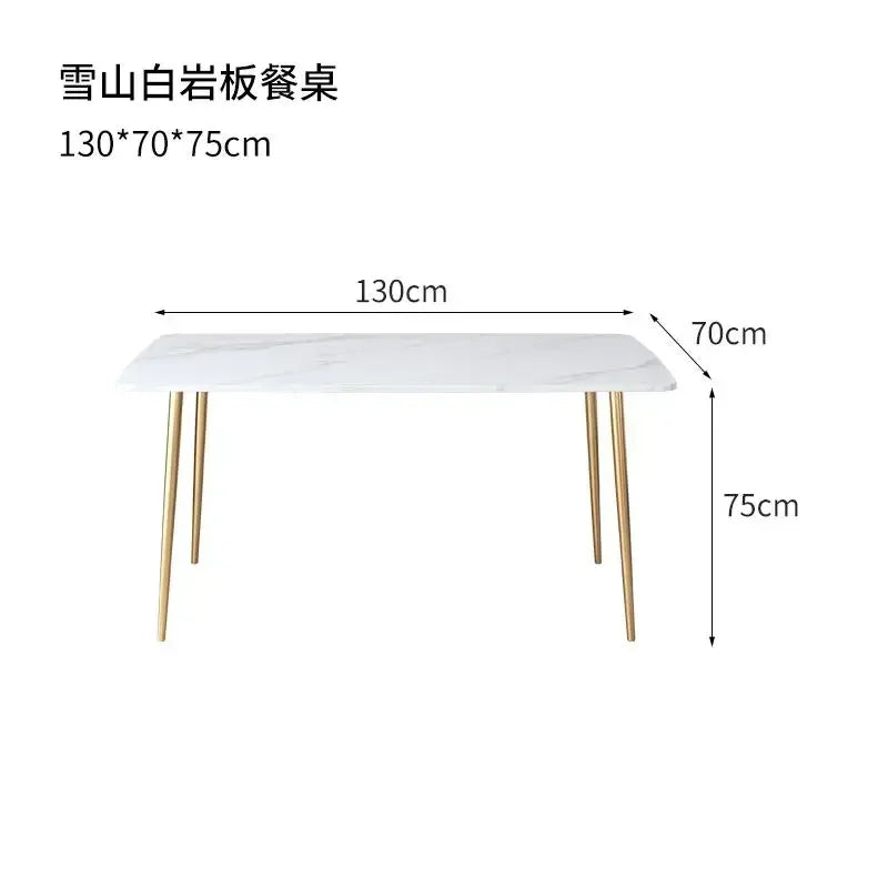 MMOOKA Nordic White Dining Table Decor Gold Legs Living Room Design Dining Table Aesthetic Marble Top Mesa Comedor Household Essentials