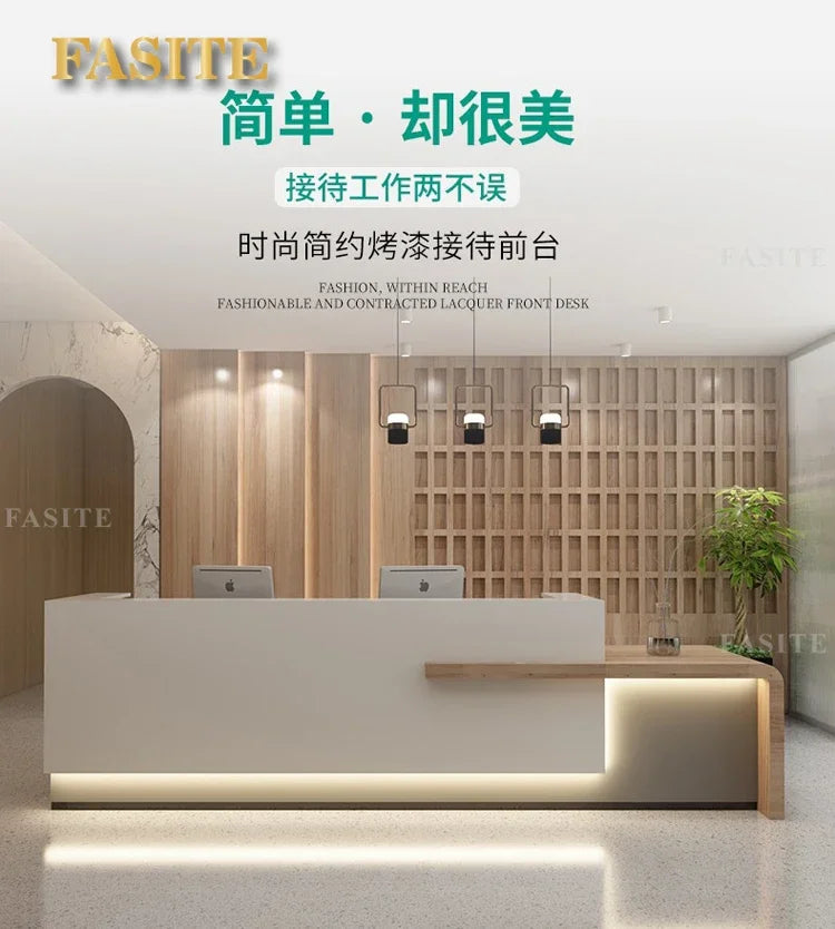 Reception Reception bancone scrivanie tavolo ausiliario in piedi tavolo da ufficio chiesa pulpiti Balcao Para Salao De Beleza