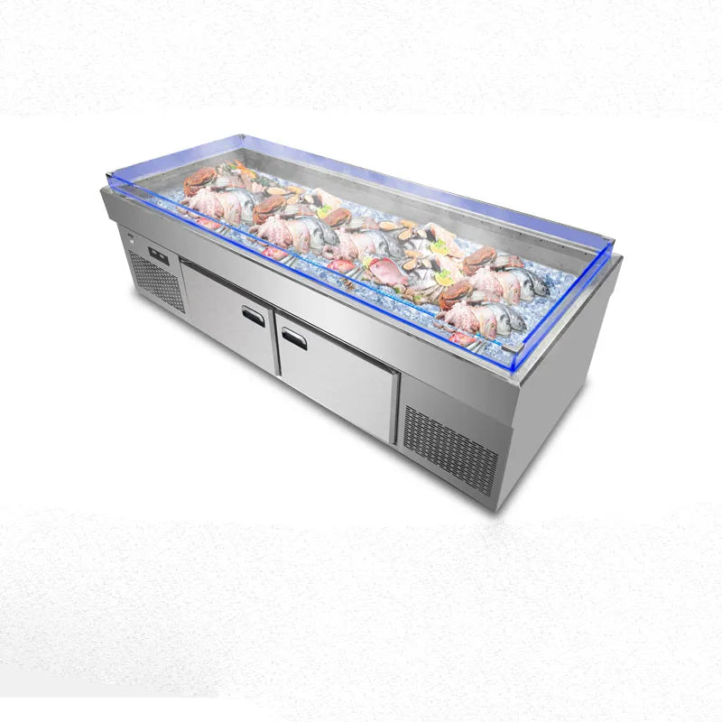 Seafood Ice Table Commercial refrigerated display cabinet Supermarket Hotel Cafeteria Double temperature spray Ice Table