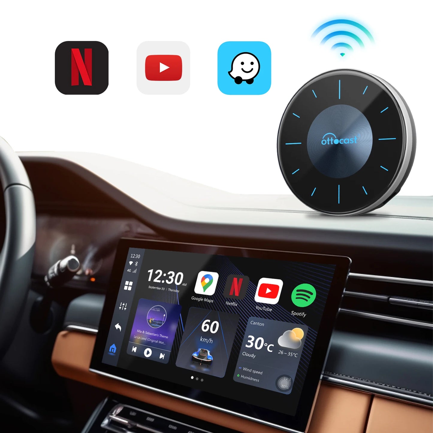MMOOKA Ottocast 2025 OttoAIbox  P3 128G Car Multimedia Box Wireless Carplay Android Auto Wireless Mini Carplay Ai Box