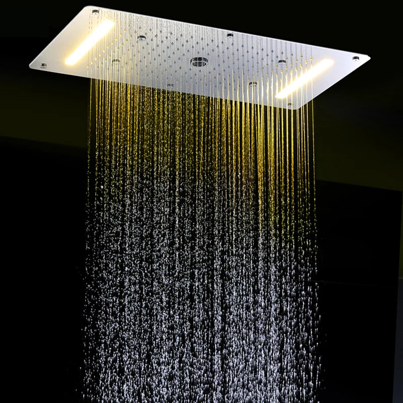 MMOOKA MMOOKA OLEFY Modern Ceiling Shower Chrome 380*700MM Waterfall Mist Spray Rain Shower Head Led Shower Bathroom Accessories FaucetMMOOKA.COM