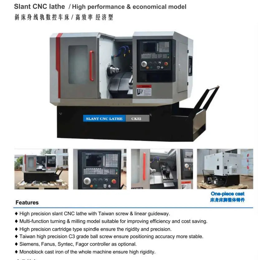 Cnc Lathe Machine Slant Turing CK32 Full New For Sale 4 Tools Station Turret Metal Tool China Sea Shipping