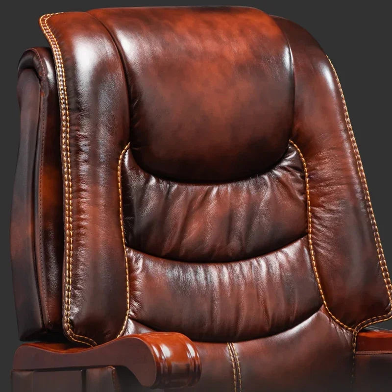 MMOOKA Luxury Leather Boss Office Chair Ergonomic Orange Office Chair With Footrest Sleep Comfort Cadeira Gamer Office Desk Furniture