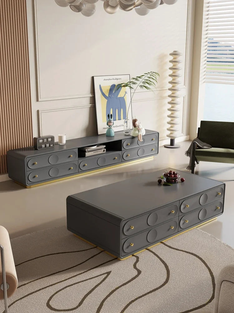 MMOOKA French Cream Style Solid Wood Living Room Combination Furniture Bedroom Modern Minimalist Floor Cabinet Chest of Drawers