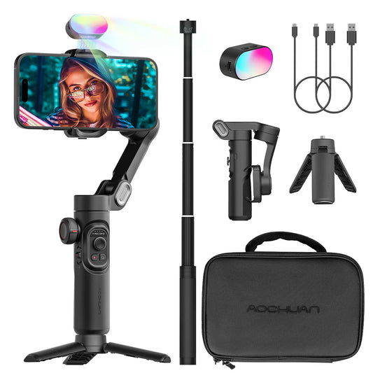 MMOOKA AOCHUAN Smart XE Combo Phone Gimbal Stabilizer with Extension Rod 3-Axis Phone Gimbal Stabilizer For iphone and Android phone
