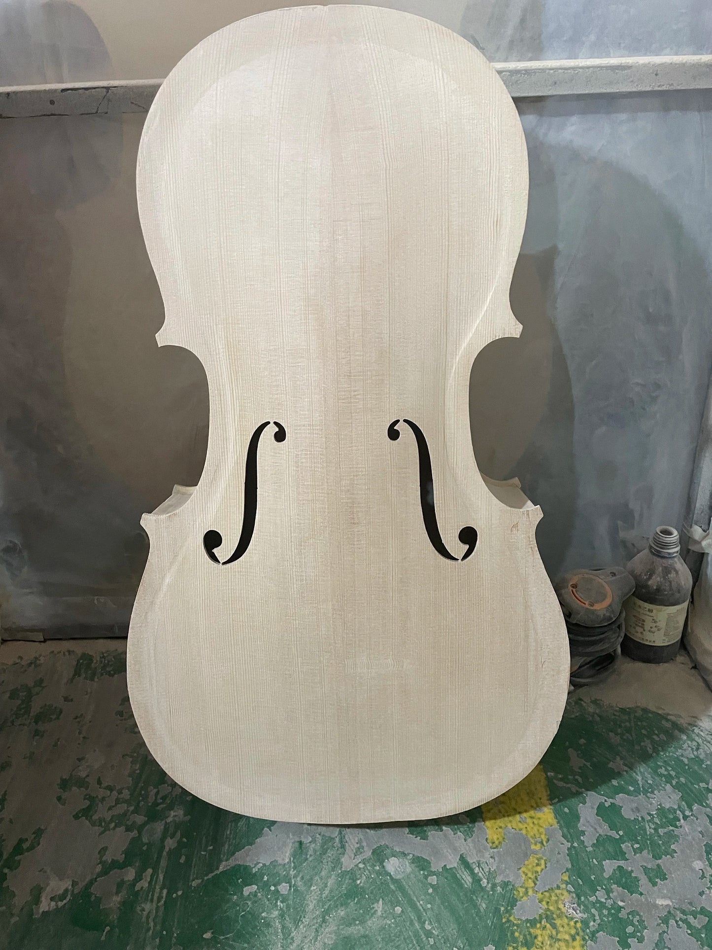 MMOOKA Semi Finished Cello Body and Neck Unfinished Maple Back Side,Spruce Panel,White Cello,1/4-4/4 Cello,Embryo Stradi Model,Handmade