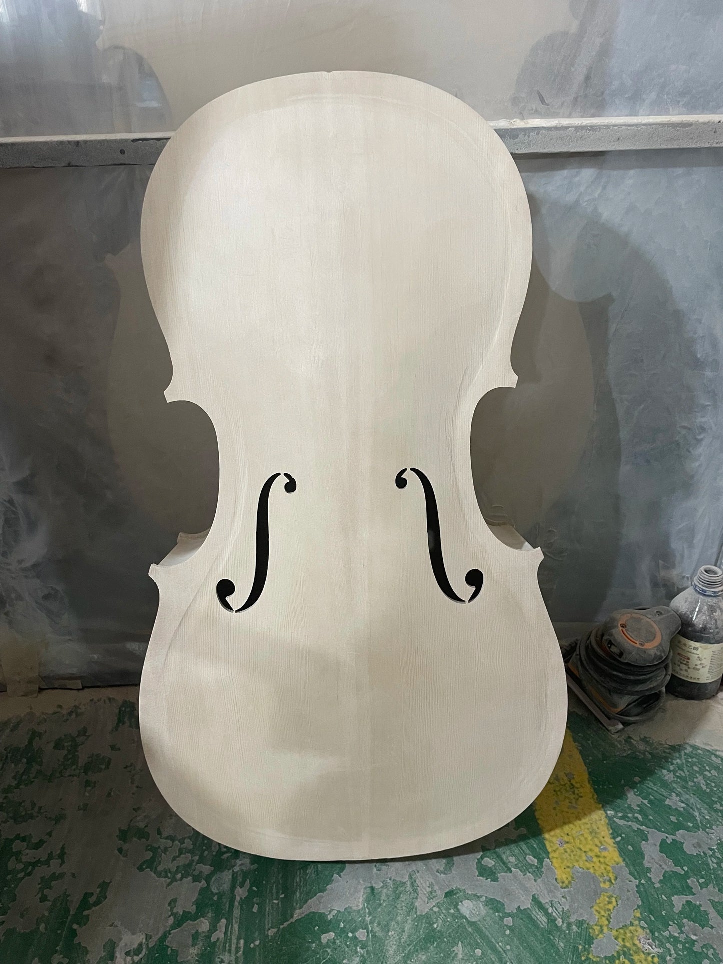 MMOOKA Semi Finished Cello Body and Neck Unfinished Maple Back Side,Spruce Panel,White Cello,1/4-4/4 Cello,Embryo Stradi Model,Handmade