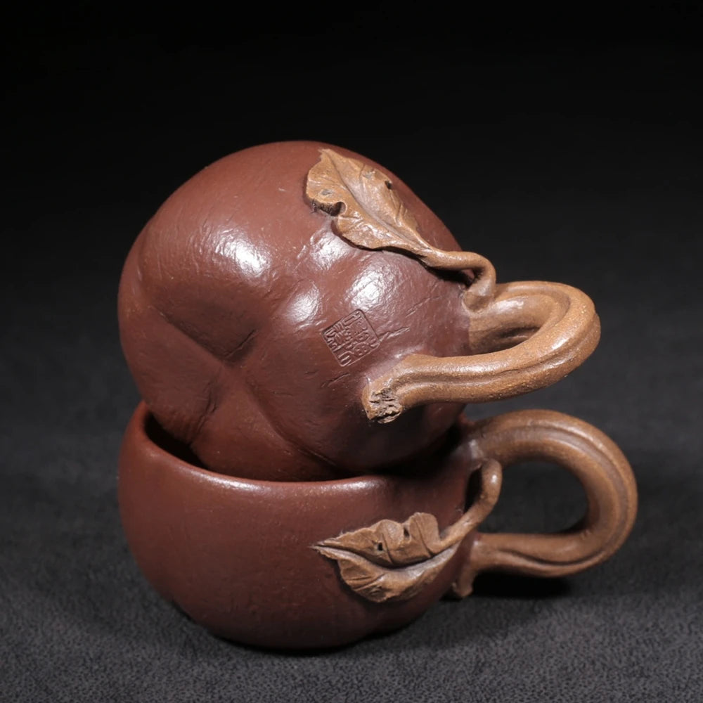 Set Chinese Yixing Zisha Clay Teapot  Pumpkin lifting beam Pot  Chen Mingyuan 260ml