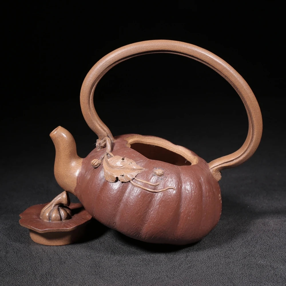 Set Chinese Yixing Zisha Clay Teapot  Pumpkin lifting beam Pot  Chen Mingyuan 260ml
