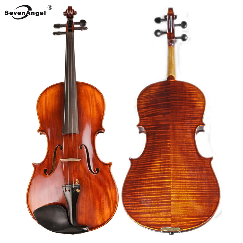 MMOOKA SevenAngel Master Handmade Antique Viola Natural Drying Flamed Maple Wood Oil Varnish Matt Viola 15-16"