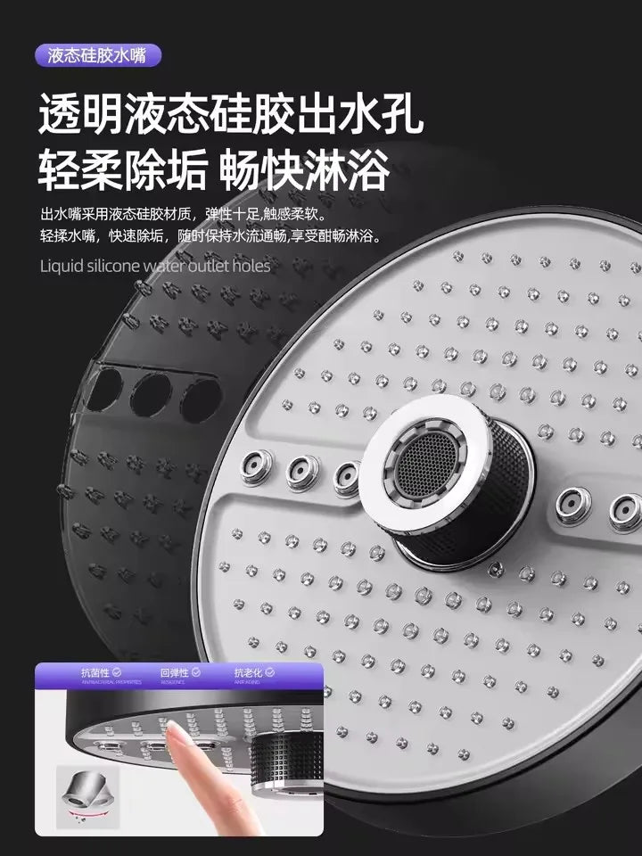 Large Flow 5 Modes Rainfall Shower Head Supercharge Ceiling Mounted Spa Showerhead High Pressure Top Spray Bathroom Accessories