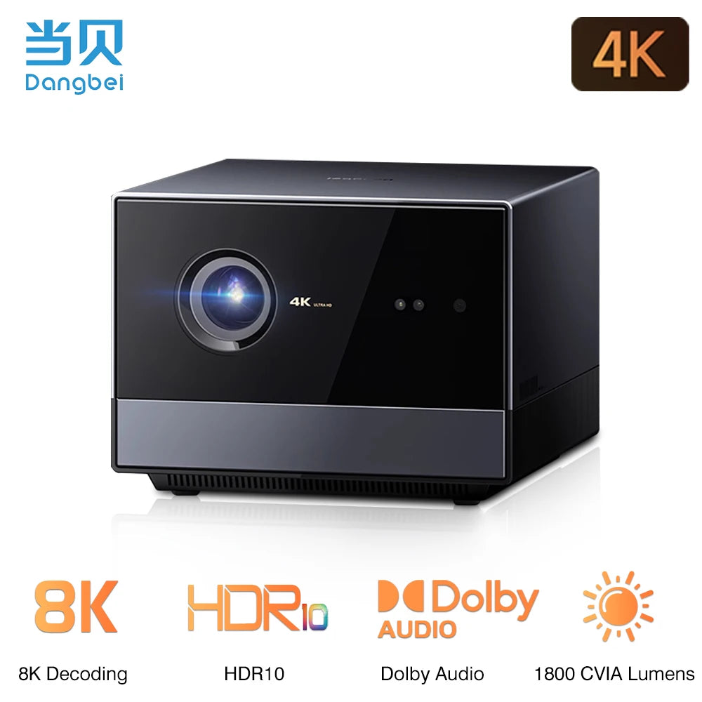 Dangbei F6 4K Projector 3840×2160 DLP 3D Beamer 1800 CVIA 6G+64G Video Home Theater Cinema 8K Decoding Wi-Fi 6 TV Video