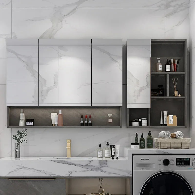 MMOOKA Modern Black Bathroom Cabinets Vanity Sets Aesthetic Multifunctional Over Toilet Storage Cabinet Smart Armadi Toilet Organizer