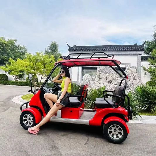 ANTNX New Design 4 Seater 60V 72V Lithium Battery Golf Carts New Arrival Red Golf Carts 4KW 5KW 7.5 KW AC Motor Electric Golf Carts ANTNX.COM