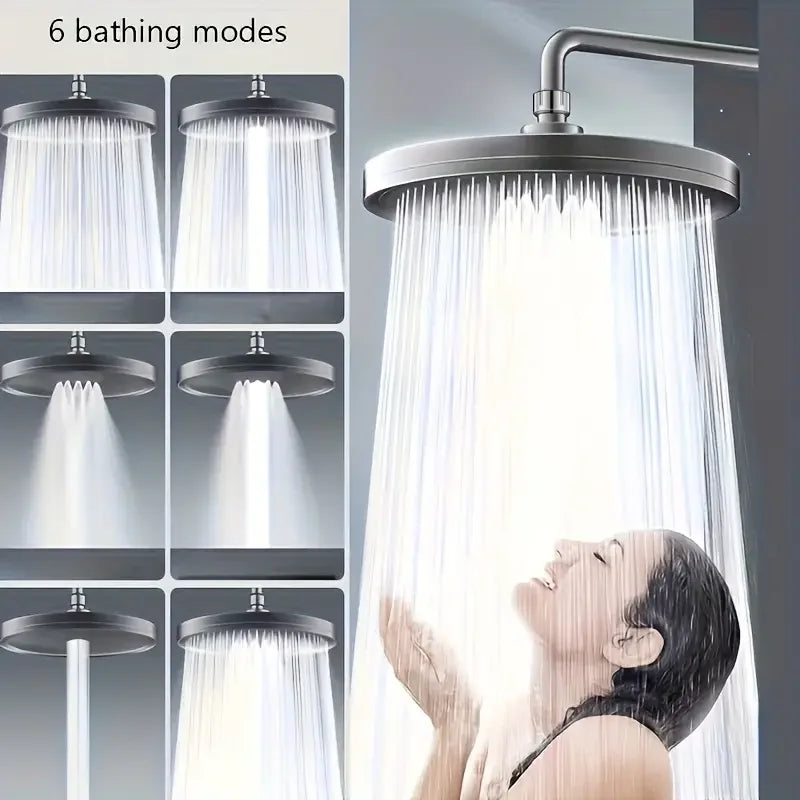 6 Modes Rainfall Shower Head Bathroom High Pressure Top Rain Shower Heads Shower Faucet Accessories With Filter