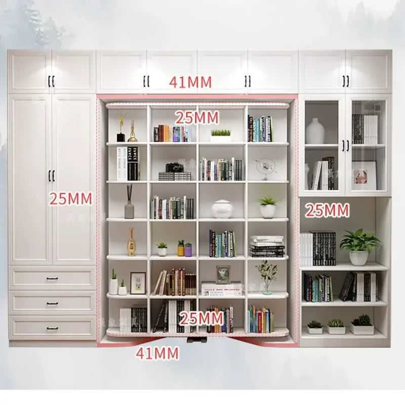 ANTNX Wooden Rotating Invisible Folding Bed Combination Multi Functional Wardrobe Cabinets Desk Bookcase Murphy Bed bookshelf storage ANTNX.COM