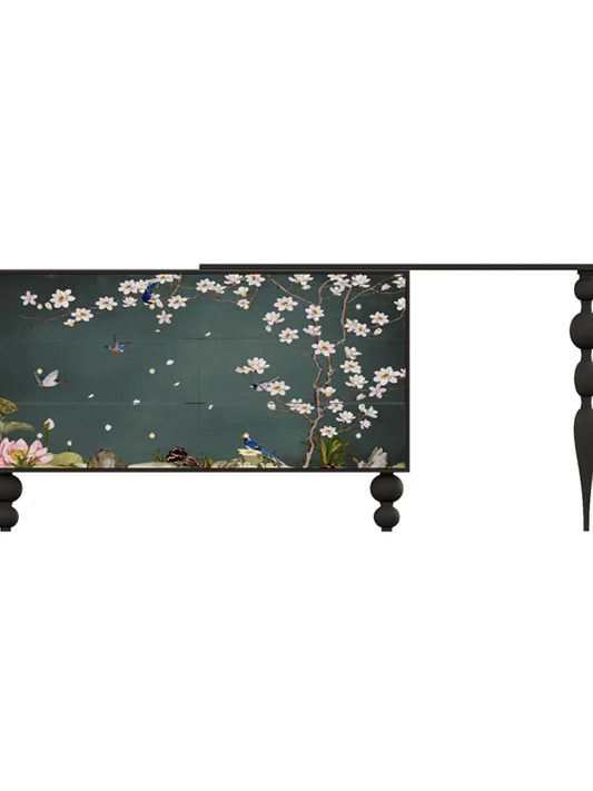MMOOKA New Chinese Classical Flower and Bird Bedroom Installation-Free Storage Curio Cabinet Home Storage Entrance Cabinet
