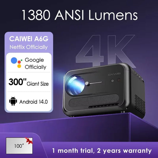 ANTNX CAIWEI A6G Android 14 UHD 4K Projector 1080P Google Certified Smart TV WiFi 6 Auto Focus Home Cinema Video Projectors for Movies ANTNX.COM