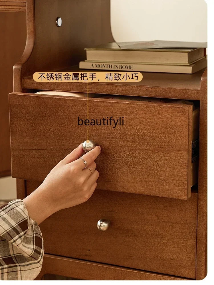 MMOOKA Retro Solid Wood Bar Cabinet Simple Living Room Partition Bar Table Balcony Kitchen Island Sideboard Cabinet Chest of Drawers