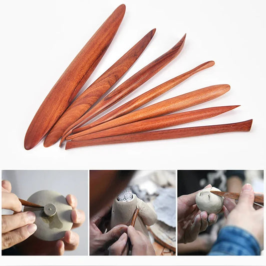 MMOOKA MMOOKA 7-piece Pottery Tools Carving Crafts Wooden Clay Sculpture Knives Pottery Sharpening Modeling  Pottery Clay Ceramic ToolsMMOOKA.COM